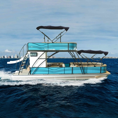 22-26 Person Aluminum Double Decker Pontoon Boat 9.2m Length For Recreational