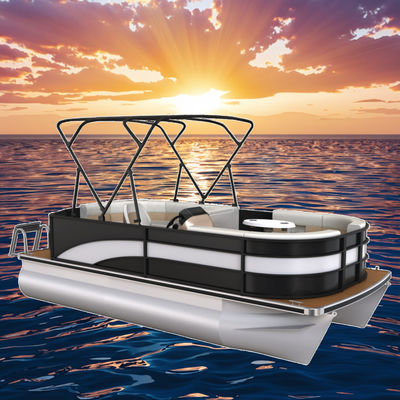 LED Navigation Lights Seagrass / EVA Floor Fast Pontoon Boat Max Horsepower Of 100HP For Navigation Enthusiasts