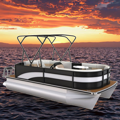 Customizable Aluminum Pontoon Boat With LED Navigation Lights And Seagrass / EVA Floor