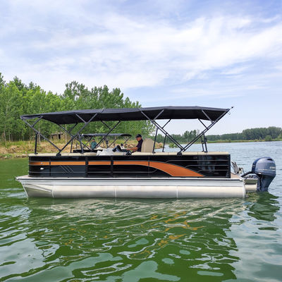 25ft Classic Elegance Pontoon Boat 10 people In Black Bronze & Gold Accents