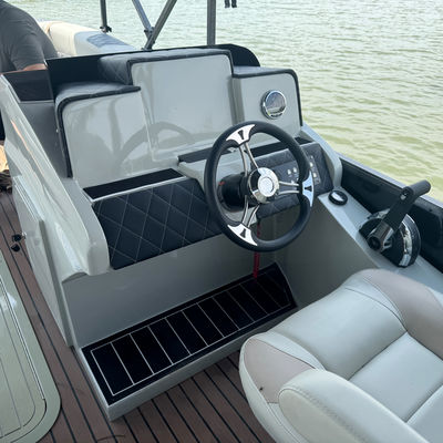 25ft Modern Black & Silver Pontoon Boat - Sleek Design For Premium Leisure & Business Use