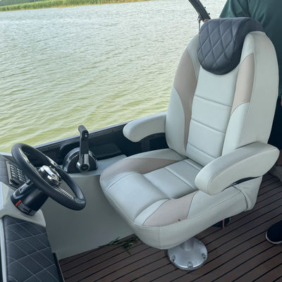 25ft Modern Black & Silver Pontoon Boat - Sleek Design For Premium Leisure & Business Use