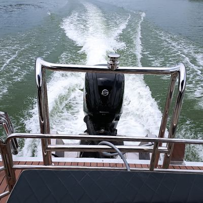 25ft Modern Black & Silver Pontoon Boat - Sleek Design For Premium Leisure & Business Use