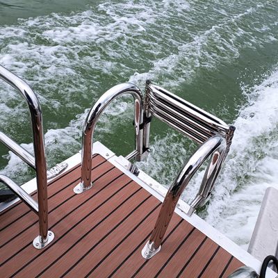 25ft Modern Black & Silver Pontoon Boat - Sleek Design For Premium Leisure & Business Use