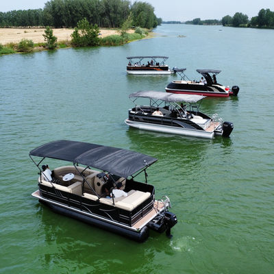 Luxury Pontoon Style Fishing Boats 12-15 People Capacity With Under Seat Storage
