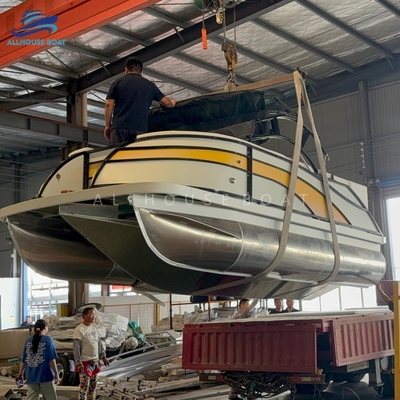 17FT Aluminum Pontoon Boat for Resorts | Commercial Rental Watercraft for 8-Person Capacity