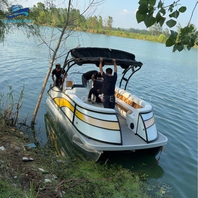 17FT Aluminum Pontoon Boat for Resorts | Commercial Rental Watercraft for 8-Person Capacity