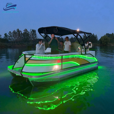 17FT Aluminum Pontoon Boat for Resorts | Commercial Rental Watercraft for 8-Person Capacity