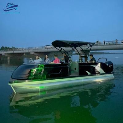 23FT Sport Fiberglass Pontoon Boat | High-Speed Deck Boat for Water Fun and Coastal Cruising