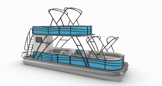 9.2m Double Decker Pontoon Boat with 1290 KGS Weight and Plush High-back Captain's Chairs