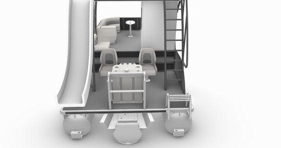9.2m Length Double Decker Pontoon Boat with Outboard Motor and 1290 KGS Weight