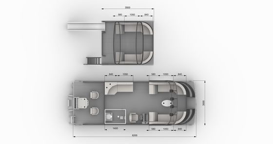 9.2m Length Double Decker Pontoon Boat with Outboard Motor and 1290 KGS Weight