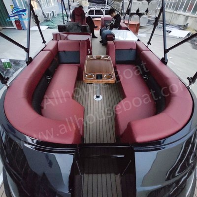 90-250 Hp Fiberglass Pontoon Boat with LED Navigation Lights and Optional Stereo System