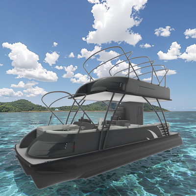 Double Decker Pontoon Boat with 12 Cup Holders 1-Year Warranty and Outboard Motor for Luxury Pontoon Party Boat