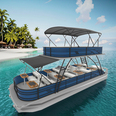 Double Decker Pontoon Boat with 3.0m Width Marine-grade Carpet and Various Color Options