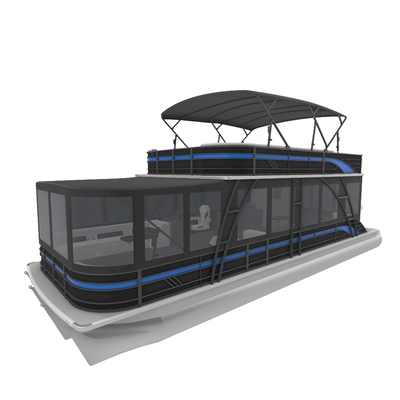 Double Decker Pontoon Boat with 3.0m Width Under-seat Storage and Various Color Options