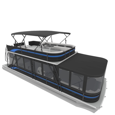 Double Decker Pontoon Boat with 3.0m Width Under-seat Storage and Various Color Options