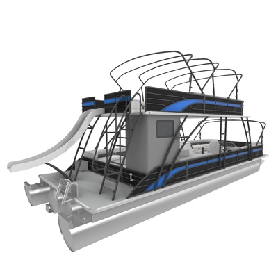 Double Decker Pontoon Boat with 3.0m Width Under-seat Storage and Various Color Options