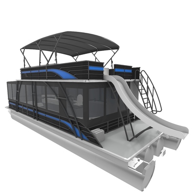 Double Decker Pontoon Boat with 3.0m Width Under-seat Storage and Various Color Options
