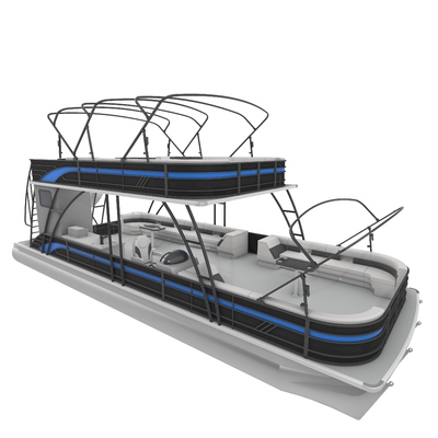 Double Decker Pontoon Boat with 3.0m Width Under-seat Storage and Various Color Options