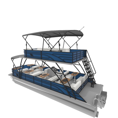 Double Decker Pontoon Boat with 3.0m Width Marine-grade Carpet and Various Color Options
