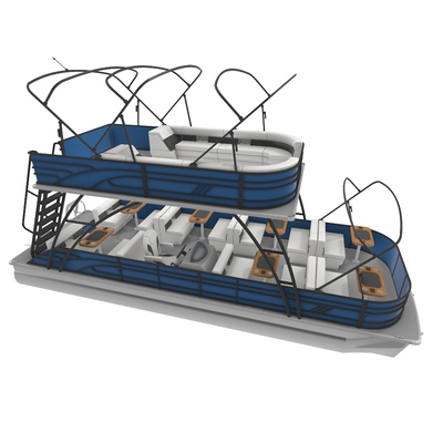 Double Decker Pontoon Boat with 3.0m Width Marine-grade Carpet and Various Color Options