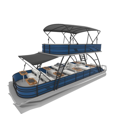 Double Decker Pontoon Boat with 3.0m Width Marine-grade Carpet and Various Color Options