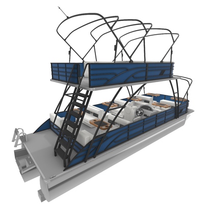 Double Decker Pontoon Boat with 3.0m Width Marine-grade Carpet and Various Color Options