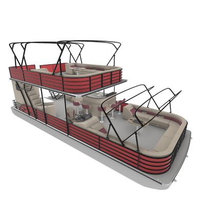 Double Decker Pontoon Boat with Aluminum Construction and Bimini Top for Enhanced Durability and Comfort