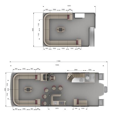 Double Decker Pontoon Boat with Aluminum Construction and Bimini Top for Enhanced Durability and Comfort