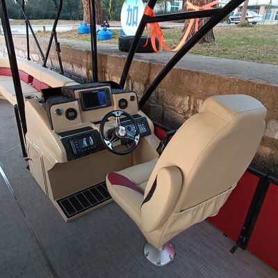 Double Decker Pontoon Boat with Aluminum Construction and Bimini Top for Enhanced Durability and Comfort