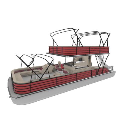 Double Decker Pontoon Boat with Bimini Top Included, 1290 KGS Weight, and Double Layer Design for Enhanced Stability