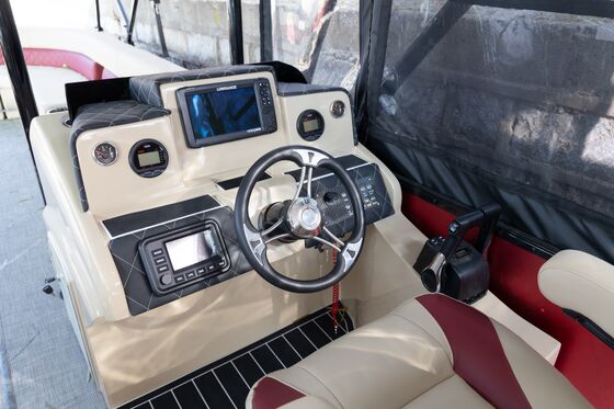 Bimini Top Included Pontoon Party Boat Designed to Enhance Cruising Experience With Spacious Deck and Comfortable Seating