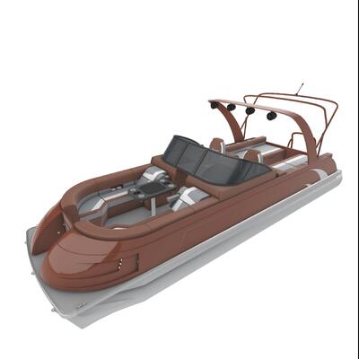 150HP 26FT Fiberglass Pontoon Boat with Bimini Top Included for Recreational and Commercial Use