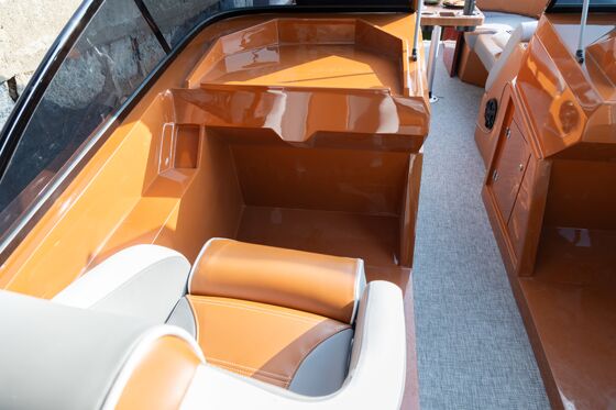 26FT Fiberglass Pontoon Boat with 150HP Max Horsepower and Bimini Top Included for Recreational Use