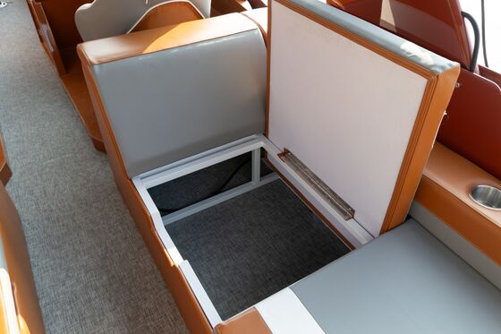 150HP Fiberglass Pontoon Boat with LED Navigation Lights and Bimini Top for Long Lasting Performance