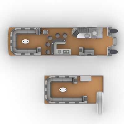 27FT Double Layer Sport Pontoon Boat with Dual Bimini and Private Restroom