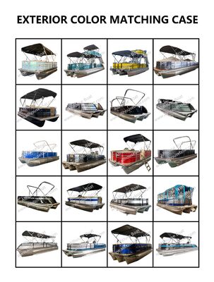 27FT Double Layer Sport Pontoon Boat with Dual Bimini and Private Restroom