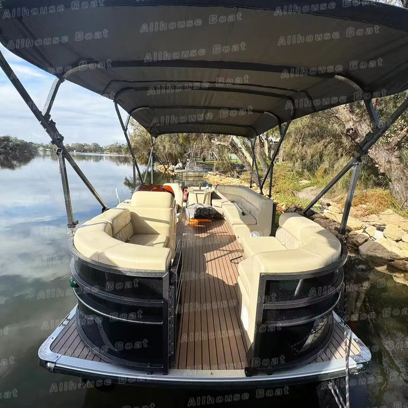 Boat Rides Single 7.6m Single Layer Pontoon Boat with 150HP & Bimini Top