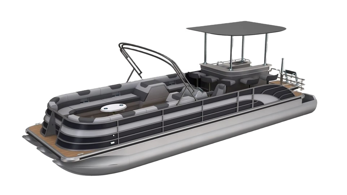 15-18 person Aluminum Pontoon Boat 8.2m Length For Fishing And Cruising