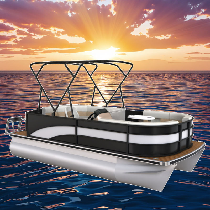 LED Navigation Lights Seagrass / EVA Floor Fast Pontoon Boat Max Horsepower Of 100HP For Navigation Enthusiasts