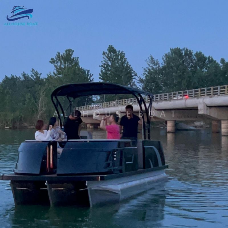 23FT Commercial Fiberglass Pontoon Boat | Heavy-Duty Rental Boat for ...
