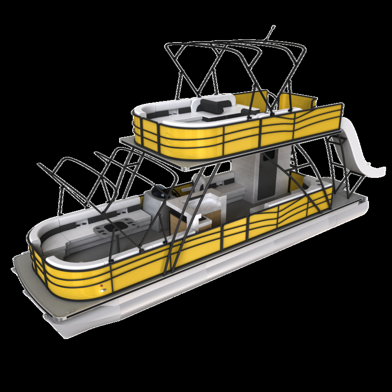 Double Decker Pontoon Boat with Trailer Included, Motor, and Plush Seating for Ultimate Comfort