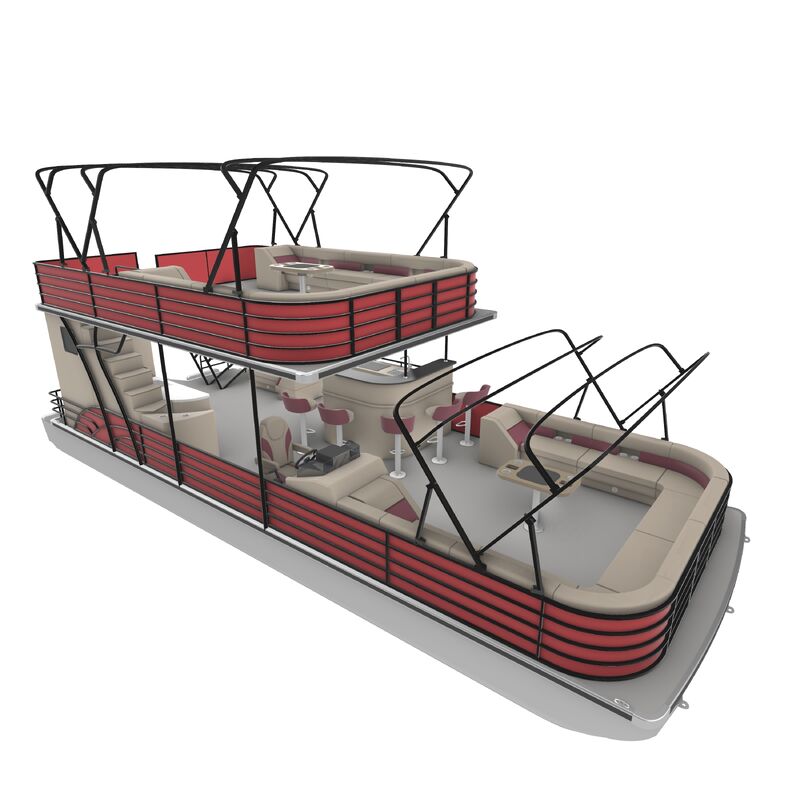 Double Decker Pontoon Boat with 12 Cup Holders & Storage