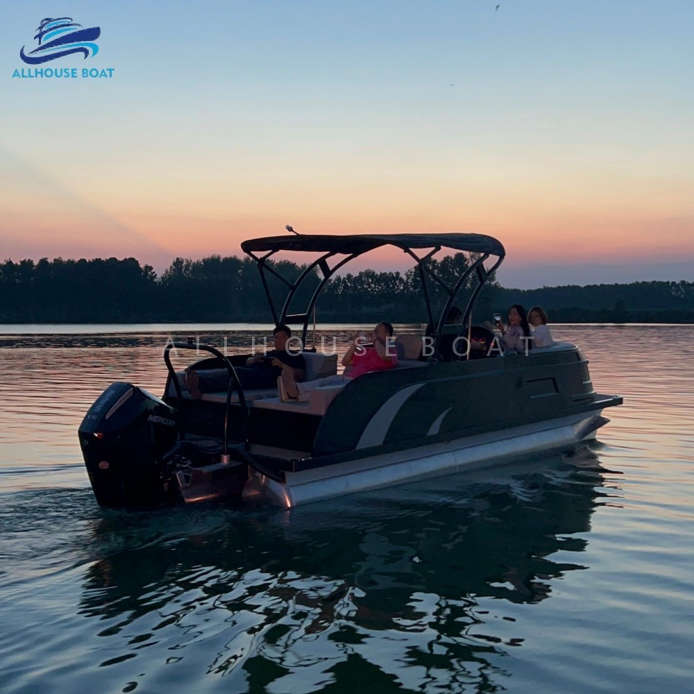 23FT Commercial Fiberglass Pontoon Boat | Heavy-Duty Rental Boat for ...