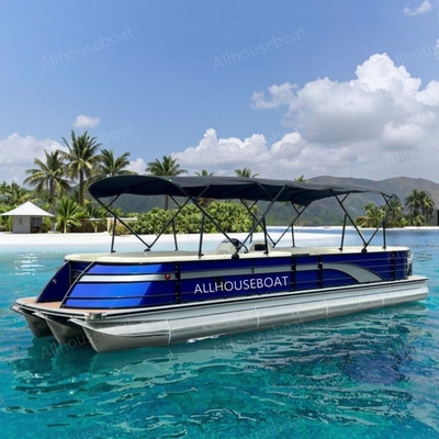 Luxury Pontoon Style Fishing Boats 12-15 People Capacity With Under Seat Storage