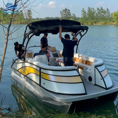 17FT Aluminum Pontoon Boat for Resorts | Commercial Rental Watercraft for 8-Person Capacity