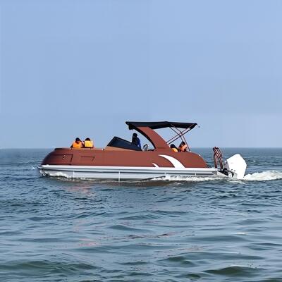 قایق پونتون فیبرگلاس 26FT با موتور 150HP و اتاق های ذخیره سازی چندگانه برای استفاده تجاری و تفریحی