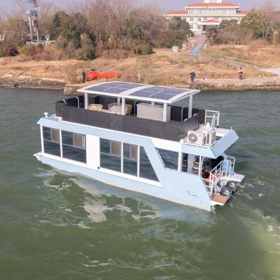 Hotel de barcos flotantes modernos con un espesor de cubierta de 20 mm, opciones ecológicas y una longitud de 11,5 m para alojamiento acuático de lujo